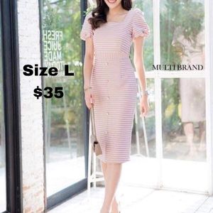 Light Pink and White Striped Dress